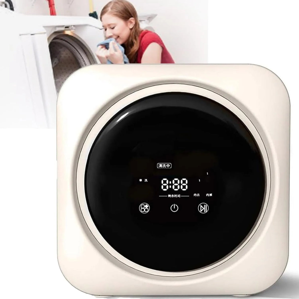 Lave-linge, 4 programmes, 3 kg, portable, installation murale, tactile, tambour frontal de 3 kg