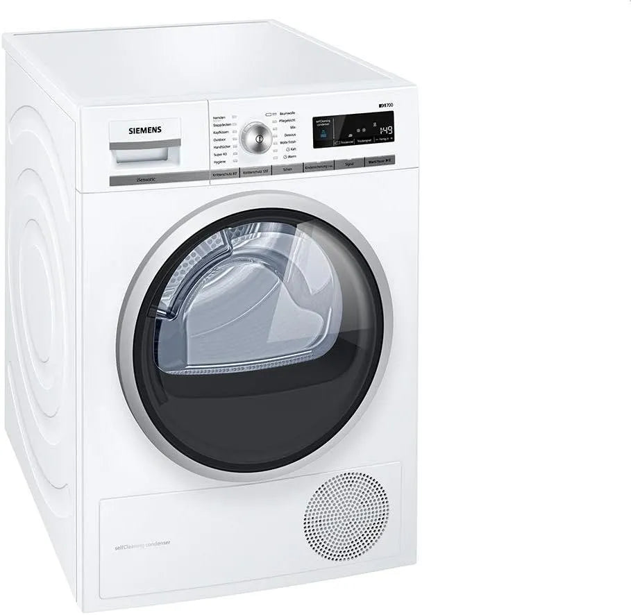 Siemens WT47W565 Sèche-linge, 8 kg, blanc, grand écran avec présélection du temps de fin