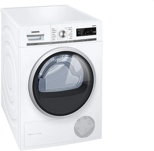 Siemens WT47W565 Sèche-linge, 8 kg, blanc, grand écran avec présélection du temps de fin