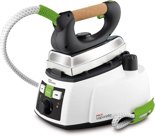 Fonction ECO, Centrale Vapeur avec Chaudière, pour Fer Professionnel Semelle Aluminium, Polti Vaporella™ 535 Eco_Pro, 4 bar, Poignée Liège, Blanc