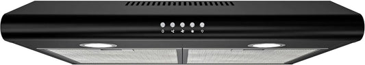 Hotte aspirante, 60cm, 250 m3/h, hotte de cuisine, FIREGAS, évacuation et recyclage, éclairage LED, 3 vitesses, noir, Eclairage LED, Hotte visière