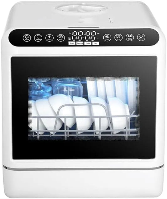 Lave-vaisselle, portable, séchage efficace à 72 °C, 4 cycles de lavage, 4 places, deux modes d'alimentation en eau, idéal pour les petits espaces