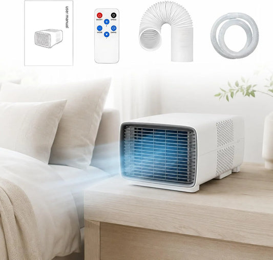 Climatiseur, 16 à 32 °C, Jusqu'à 4m2, Température 16-32°C, 6kg, Modes Froid Air Sec Ventilation, Tuyau d'Évacuation et Tuyau de Drainage Inclus