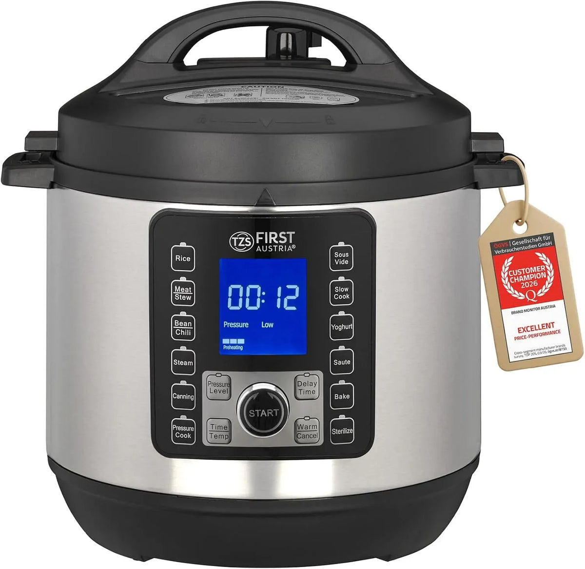 Multicuiseur, Autocuiseur, cuiseur multifonction électrique, multicuiseur électrique, 6 L, 1000 W, 12 programmes, vapeur, pour riz, TZS