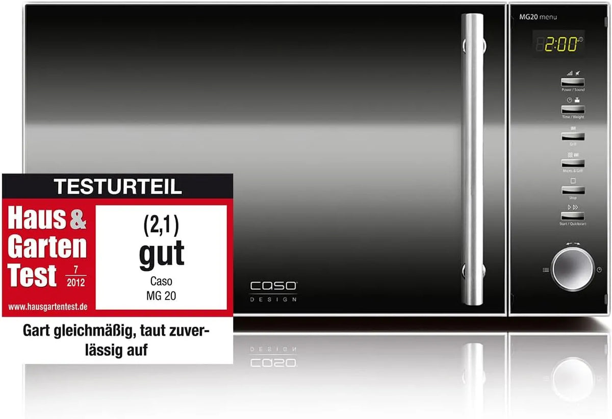 Caso MG20 Micro-ondes, 20 L, 800 W, gril, acier inoxydable, four micro-ondes, Caso Micro-ondes fonction grill MG20 menu 3320 800 W Acier Inoxydable 20