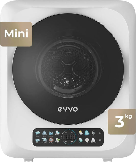 Sèche-linge, 3 kg, portable, tactile, hygiène, hygiène UV, design mini compact, fonction anti-rides, accessoire pour chaussures, idéal pour les