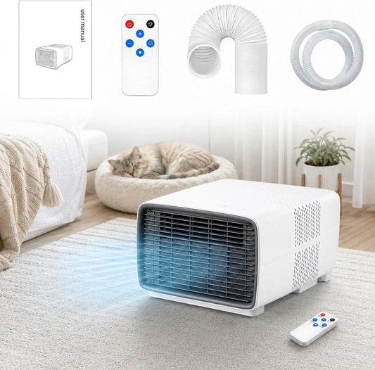 Climatiseur, 280 W, 16 à 32 °C, 45 dB, 2 zones de température, 6kg, Écran Digital, Contrôle à Distance pour Bureau, Tuyau d'Évacuation et Tuyau de