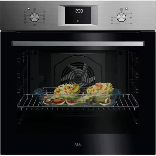 AEG OU5AB20SM Four électrique, 72 L, 9 programmes, encastrable, acier inoxydable, gris, écran LED, série 5000, porte 2 vitres, SurroundCook, nettoyage