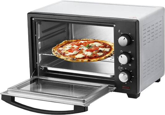 Four électrique à pizza SB-3012, 25 L, 1600 W, minuteur, compact, Four 3 en 1, Mini four, Plaque ramasse-miettes, Chaleur voûte, inférieure