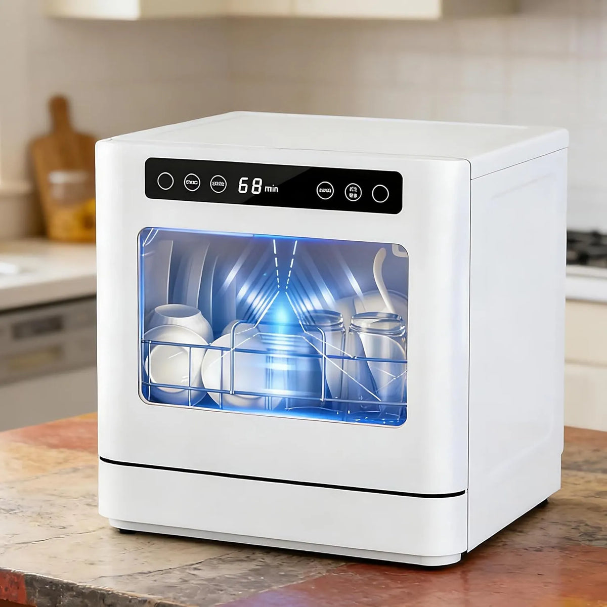 Lave-vaisselle, 5 programmes, camping, Haute Température 75 °C, 167 °F, Double Jet À 360°, Lave 8 Bols Et Assiettes, Camping-Cars, pour Appartements