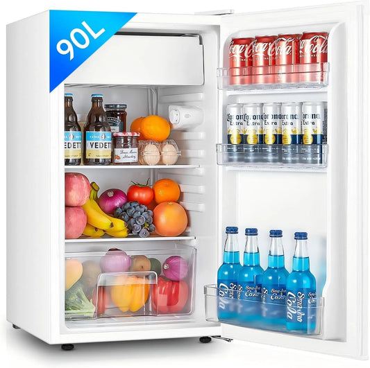 Congélateur, 91 L, thermostat, silencieux, blanc, Bac à Légumes, Réfrigérateur à une porte, Petit Frigo de Bureau, Porte Réversible, Dortoir, Chambre