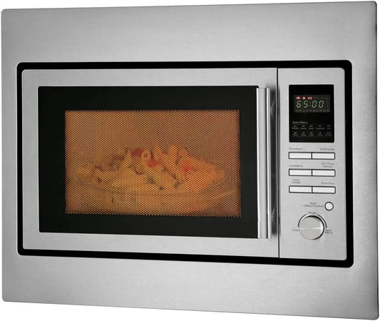 Bomann 3en1 Micro-ondes, 32 cm, 25 L, 10 programmes, encastrable, gril, acier inoxydable, four micro-ondes, 900 watts, MWG 2216 H EB, gril et air