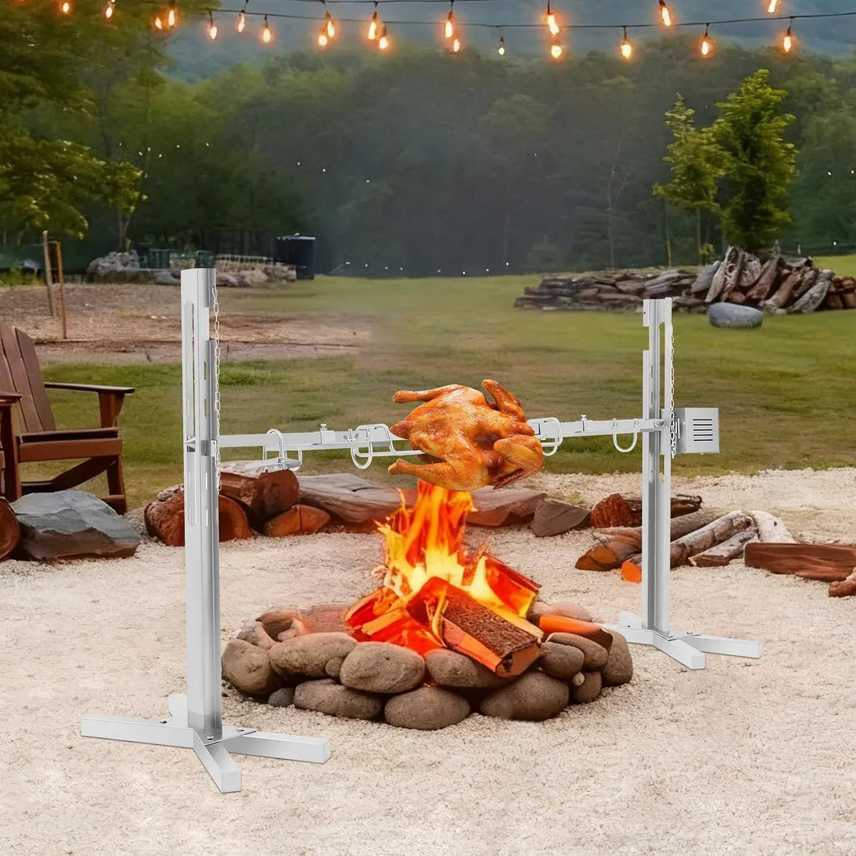 Barbecue, moteur, camping, acier inoxydable, pour poulet