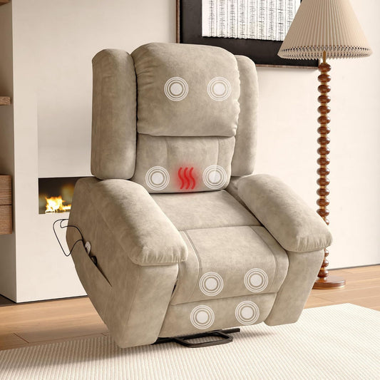 Fauteuil de massage – avec port USB, avec chauffage, beige
