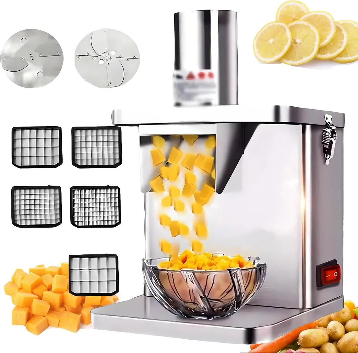 Coupe Légumes électrique Multifonction Entièrement Automatique équipé de Dicer Légumes Fruits Automatique Et Trancheuse Hachoir pour usage