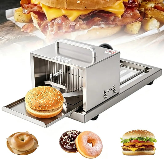 coupe-pousser pour une utilisation, Trancheuse à bagel manuelle avec lame en acier inoxydable, 4 réglages d'épaisseur réglables, guillotine à pain