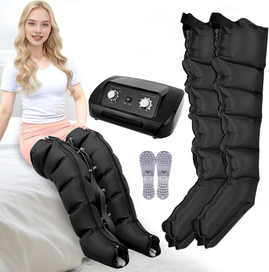 Bottes de pressothérapie pour jambes 6 cavités professionnelles de massage – réglable, usage à domicile, usage professionnel, noir