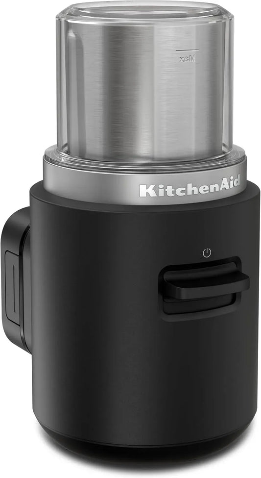 KitchenAid batterie, Moulin, portable, broyeur à grains de café, 113 g, 12 tasses, tactile, acier inoxydable, sans fil, noir, pour 12 tasses