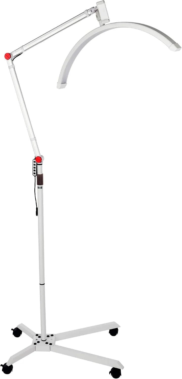 Lampe, blanc, aluminium, LED, Lampe LED demi-lune Beauty Light Extension de cils Double température de couleur 4 roues Bras en aluminium Blanc
