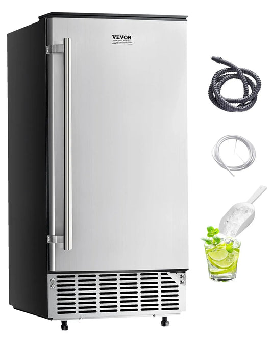 VEVOR kg/24 Machine à glaçons, encastrable, acier inoxydable, pour Cuisine Bar Bureau Maison, Appareil de Préparation de Glaçons Capacité 36,3 h