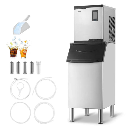 VEVOR kg/24 Machine à glaçons, tactile, professionnel, restaurant, acier inoxydable, Rendement 136 h, pour Bar