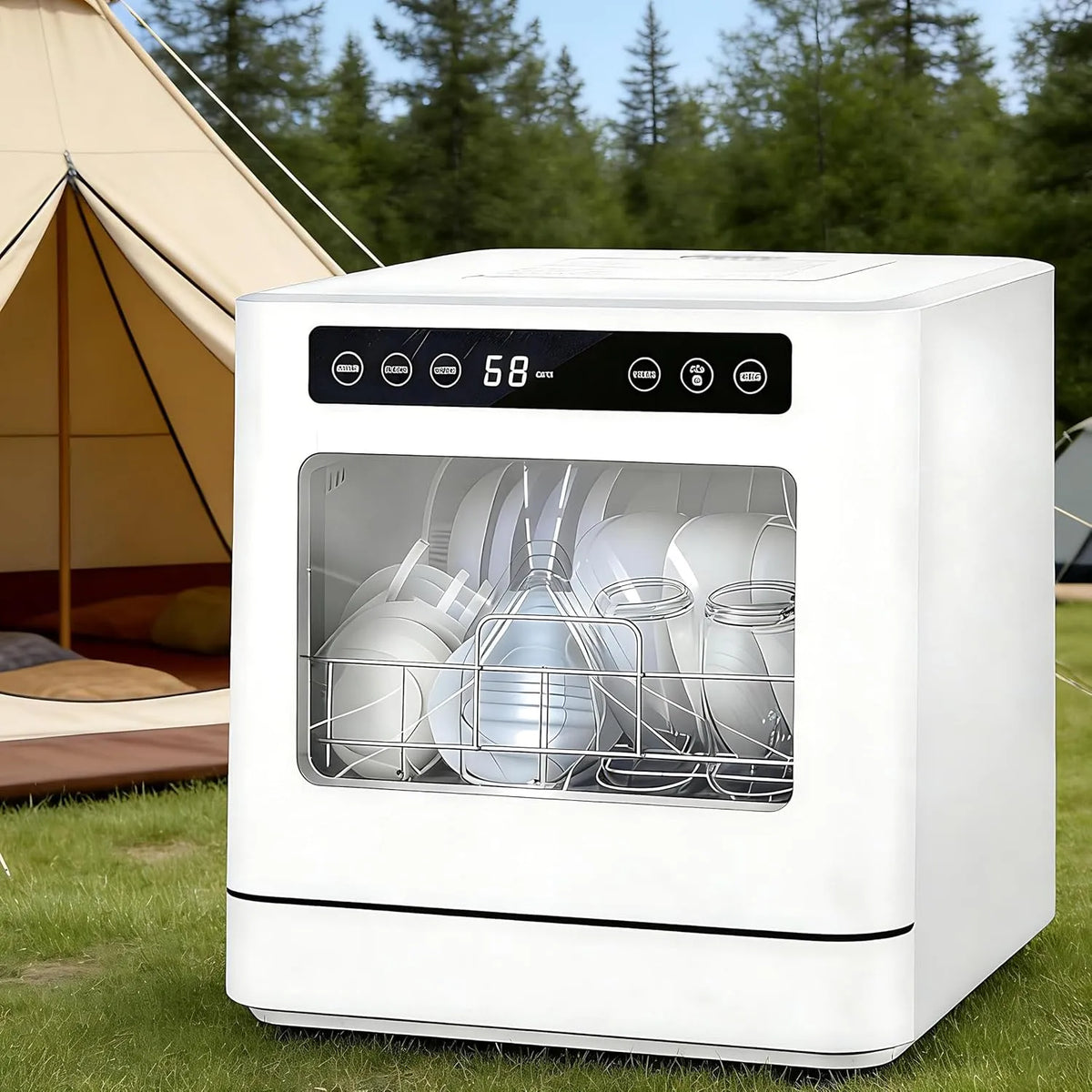 Lave-vaisselle, portable, Double Jet À 360°, Température Maximale De 75 °C, Lave 8 Bols Et Assiettes, Idéal pour 2 À 4 Personnes, 167 °F